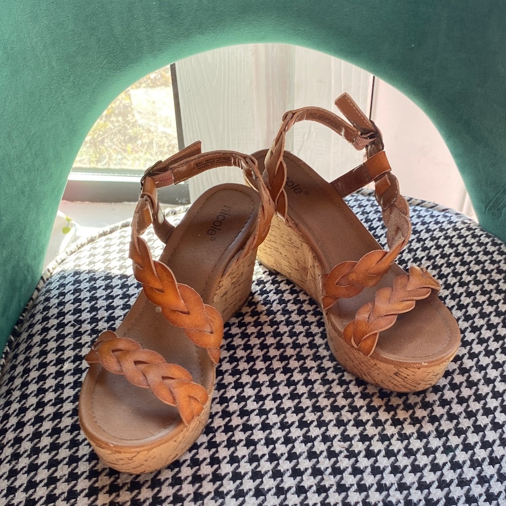 Nicole Tan Braided Wedge Sandals